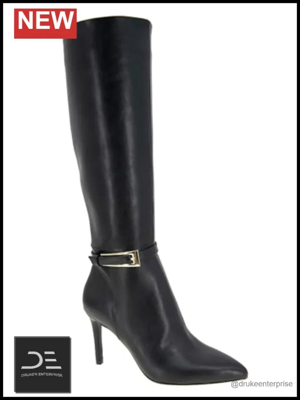 BCBGeneration Women's Knee High Boots Stiletto Heel Zip Closure Pointed Toe PU